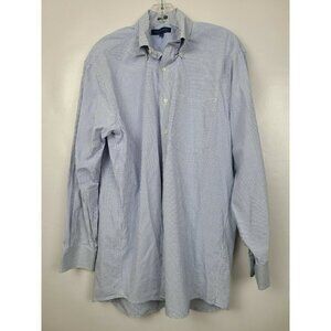 𝅺tommy Hilfiger Mens Dress Shirt Size 15 1/2 Blue Regular Fit Button Down Check